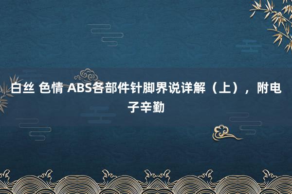 白丝 色情 ABS各部件针脚界说详解（上），附电子辛勤