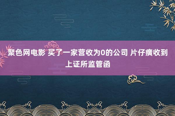 聚色网电影 买了一家营收为0的公司 片仔癀收到上证所监管函