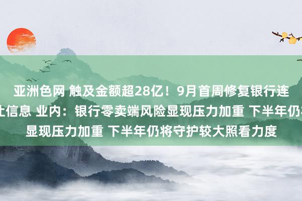 亚洲色网 触及金额超28亿！9月首周修复银行连发35条不良贷款转让信息 业内：银行零卖端风险显现压力加重 下半年仍将守护较大照看力度