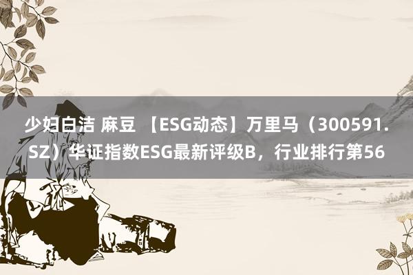 少妇白洁 麻豆 【ESG动态】万里马（300591.SZ）华证指数ESG最新评级B，行业排行第56