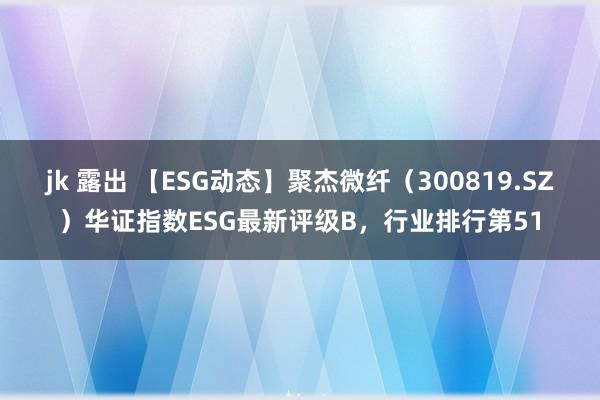 jk 露出 【ESG动态】聚杰微纤（300819.SZ）华证指数ESG最新评级B，行业排行第51