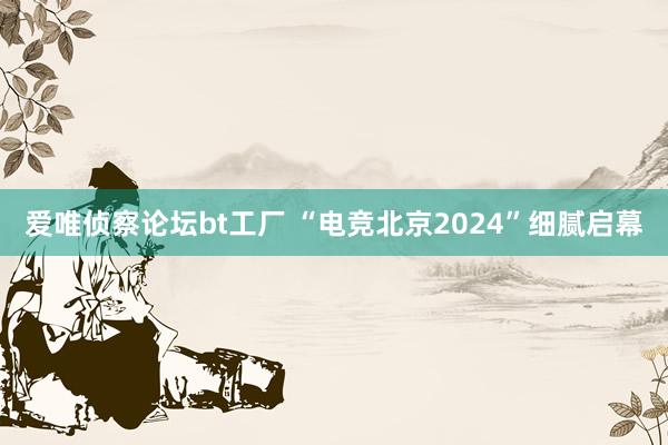 爱唯侦察论坛bt工厂 “电竞北京2024”细腻启幕