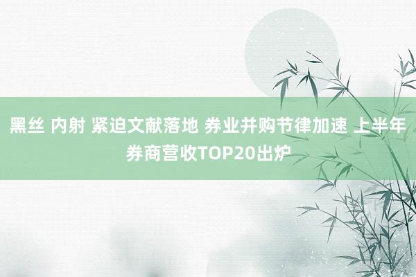 黑丝 内射 紧迫文献落地 券业并购节律加速 上半年券商营收TOP20出炉