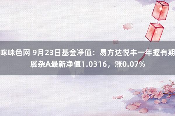 咪咪色网 9月23日基金净值：易方达悦丰一年握有期羼杂A最新净值1.0316，涨0.07%