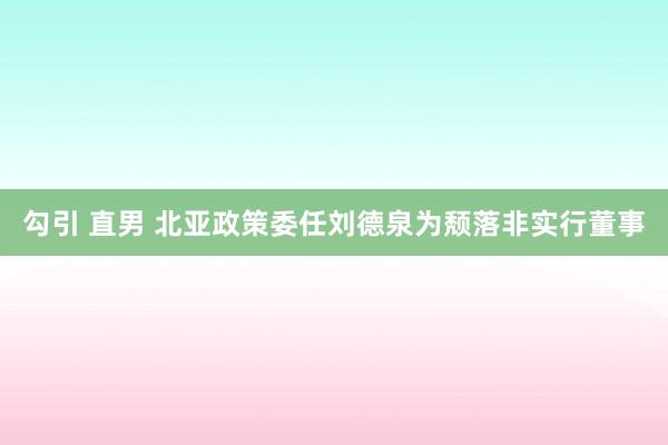 勾引 直男 北亚政策委任刘德泉为颓落非实行董事