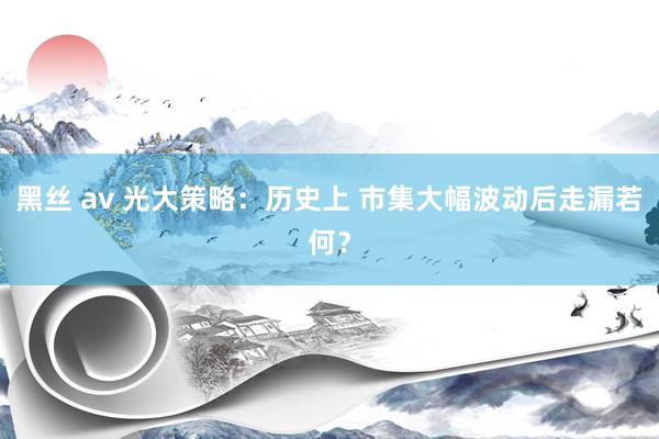 黑丝 av 光大策略：历史上 市集大幅波动后走漏若何？