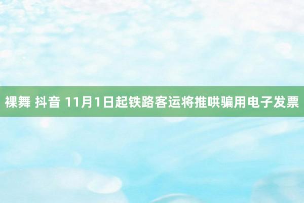 裸舞 抖音 11月1日起铁路客运将推哄骗用电子发票