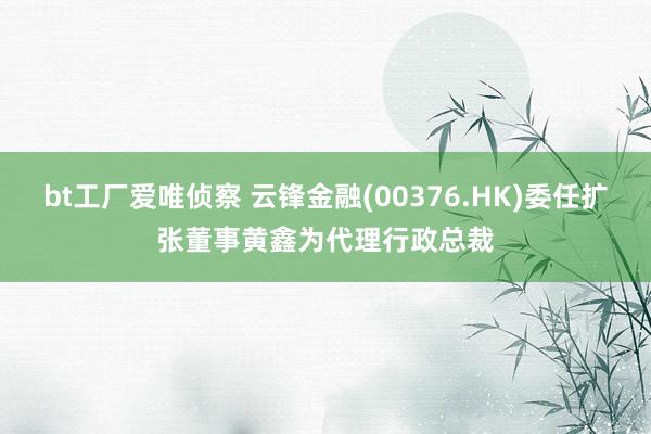 bt工厂爱唯侦察 云锋金融(00376.HK)委任扩张董事黄鑫为代理行政总裁