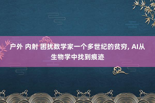 户外 内射 困扰数学家一个多世纪的贫穷， AI从生物学中找到痕迹