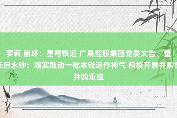 萝莉 崩坏：星穹铁道 广晟控股集团党委文告、董事长吕永钟：塌实鼓动一批本钱运作神气 积极开展并购重组