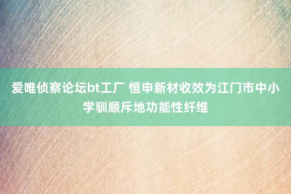 爱唯侦察论坛bt工厂 恒申新材收效为江门市中小学驯顺斥地功能性纤维