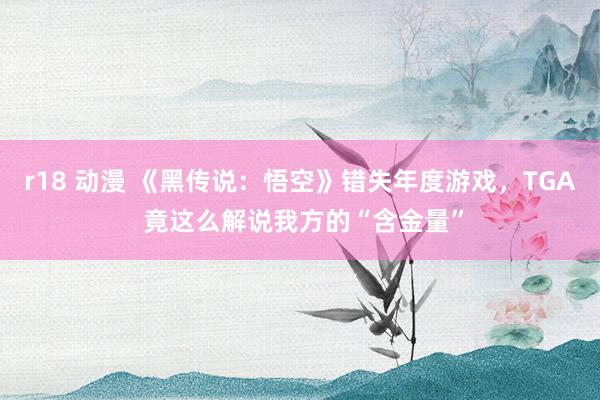 r18 动漫 《黑传说：悟空》错失年度游戏，TGA 竟这么解说我方的“含金量”