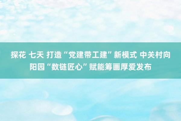 探花 七天 打造“党建带工建”新模式 中关村向阳园“数链匠心”赋能筹画厚爱发布