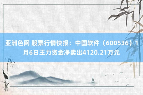 亚洲色网 股票行情快报：中国软件（600536）1月6日主力资金净卖出4120.21万元