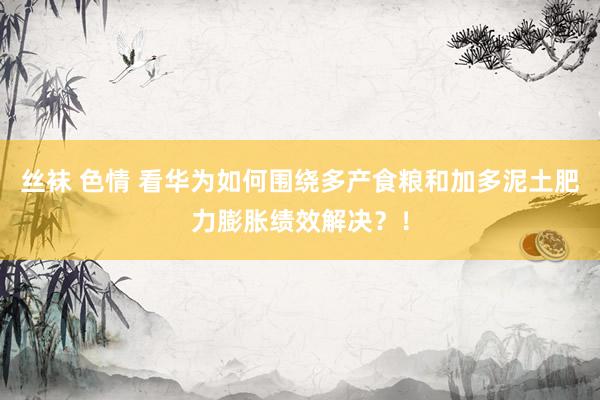 丝袜 色情 看华为如何围绕多产食粮和加多泥土肥力膨胀绩效解决？！