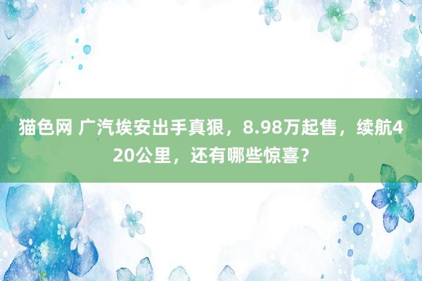 猫色网 广汽埃安出手真狠，8.98万起售，续航420公里，还有哪些惊喜？