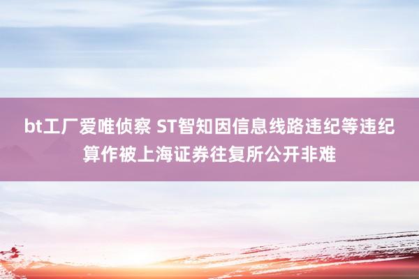 bt工厂爱唯侦察 ST智知因信息线路违纪等违纪算作被上海证券往复所公开非难