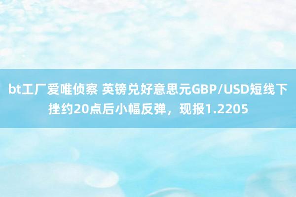 bt工厂爱唯侦察 英镑兑好意思元GBP/USD短线下挫约20点后小幅反弹，现报1.2205